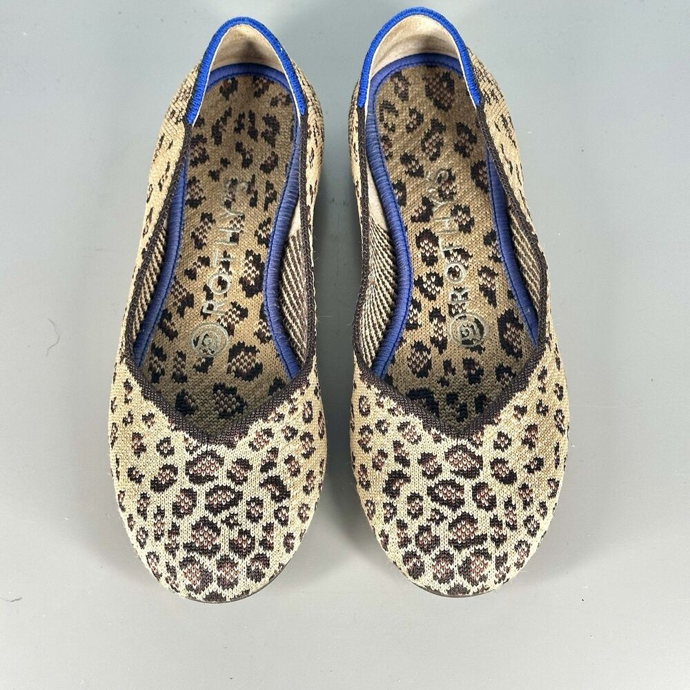 Rothy's Women's The Flat Size 5.5 Leopard Print Textile Slip On Ballet Shoes - Picture 3 of 13